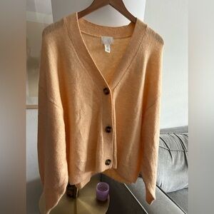 Orange Oversized Wool Blend Preppy Fall Winter Button Cardigan Size Xl